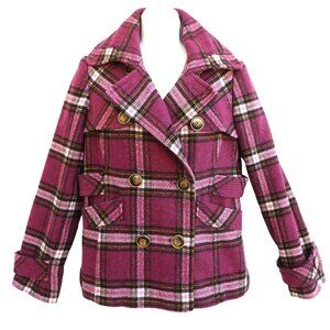 Green With Envy Plaid Jacket Coat Double Breasted Wool Blend Lined Western M